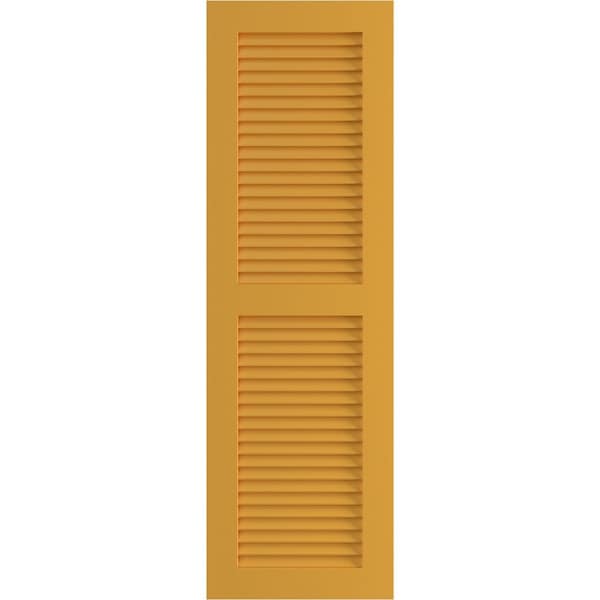 Ekena Millwork True Fit PVC, Two Equal Louver Shutters, Turmeric, 18W x 67H, PR - TFP101LVF18X067TU