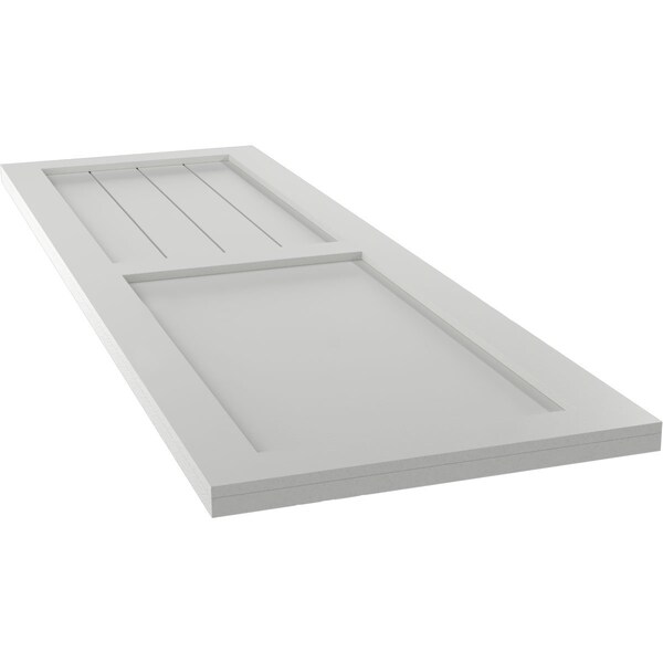 Ekena Millwork True Fit PVC Farmhouse/Flat Panel Combination Fixed Mount Shutters, Hailstorm Gray, 12W x 54H, PR - TFP101FC12X054ST