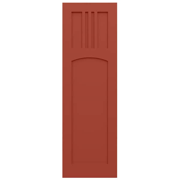 Ekena Millwork True Fit PVC San Miguel Mission Style Fixed Mount Shutters, Colorful Leaves, 18W x 50H, PR - TFP001SM18X050CL