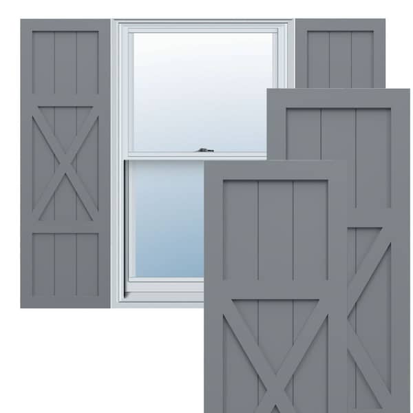 Ekena Millwork True Fit PVC Center X-Board Farmhouse Fixed Mount Shutters, Ocean Swell , 18W x 44H, PR - TFP107FH18X044CH