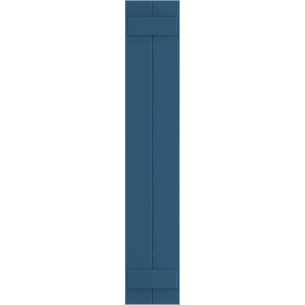 Ekena Millwork True Fit PVC Two Board Joined Board-n-Batten Shutters, Sojourn Blue, 10 3/4W x 63H, PR - TFP101BBF11X063HB
