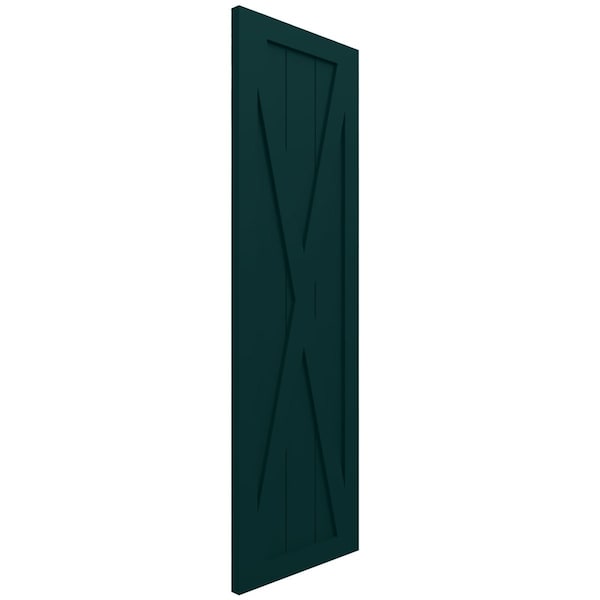 Ekena Millwork True Fit PVC Single X-Board Farmhouse Fixed Mount Shutters, Thermal Green, 18W x 38H, PR - TFP001FH18X038FG