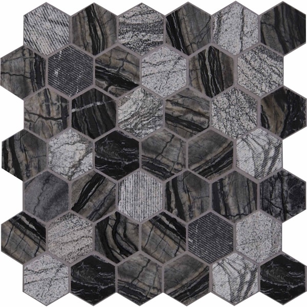 Msi Henley Hexagon 12 In. X 12 In. X 10 Mm Natural Marble Mesh-Mounted Mosaic Tile, 10PK - ZOR-MD-0431