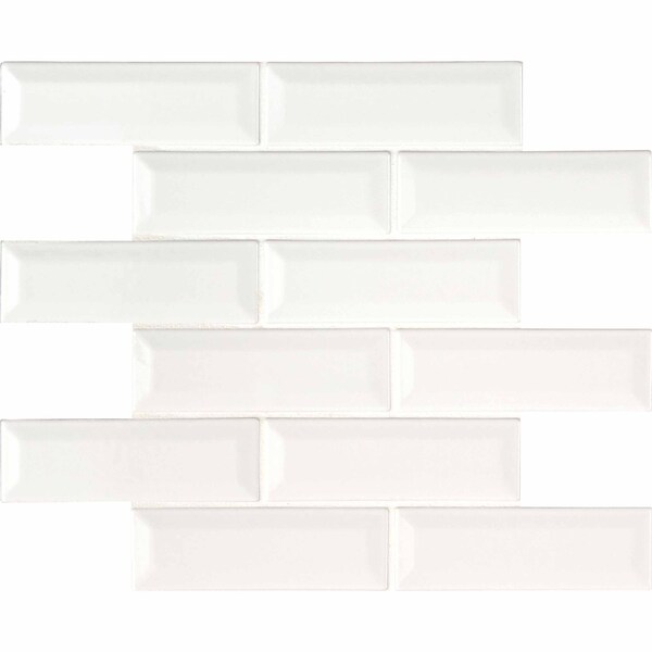Msi Whisper White Beveled 12 In. X 12 In. X 10 Mm Ceramic Mesh-Mounted Mosaic Wall Tile, 10PK - ZOR-MD-0162