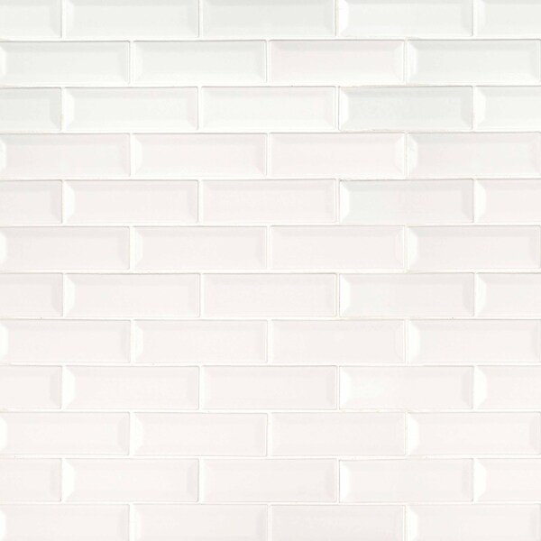 Msi Whisper White Beveled 12 In. X 12 In. X 10 Mm Ceramic Mesh-Mounted Mosaic Wall Tile, 10PK - ZOR-MD-0162