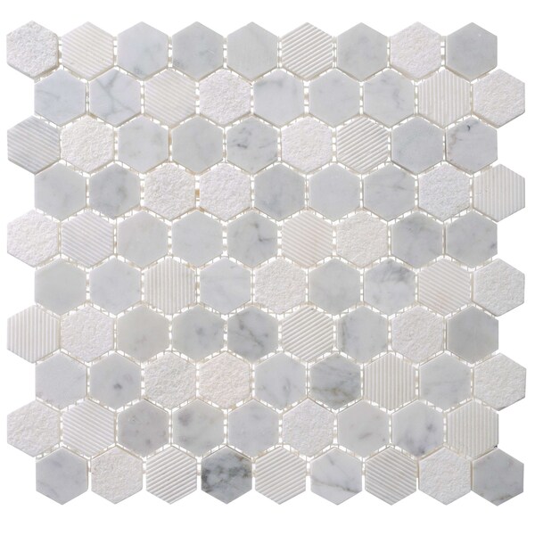 Andova Tiles ANDOVA TILES Amarillo 1.25" x 1.25" Natural Stone Honeycomb Mosaic Wall & Floor Tile - ANDAMA103