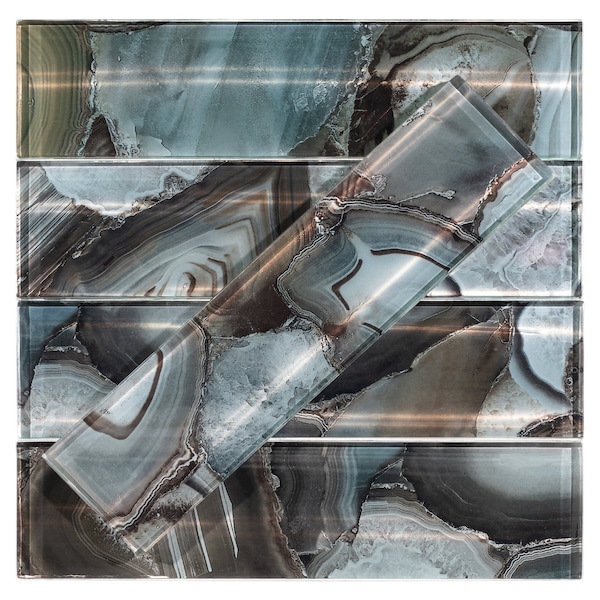 Andova Tiles ANDOVA TILES Myst 3" x 12" Glass Marble Look Subway Wall Tile, PK15 - ANDMYS247