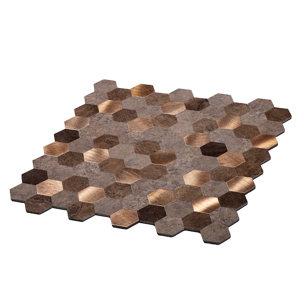Apollo Tile Sample, 1.25" Gold & Beige Hexagon 20 11.25"X11.25" Peel & Stick Tile - TCPLST9907 SAMPLE