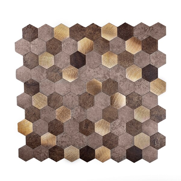 Apollo Tile Sample, 1.25" Gold & Beige Hexagon 20 11.25"X11.25" Peel & Stick Tile - TCPLST9907 SAMPLE