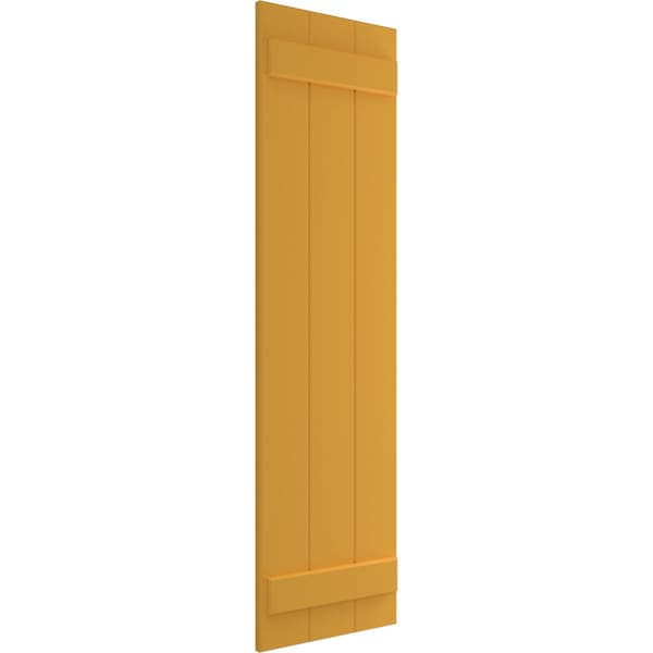 Ekena Millwork True Fit PVC, Three Board Joined Board-n-Batten Shutters, Turmeric, 16 1/8W x 46H, PR - TFP101BBF16X046TU