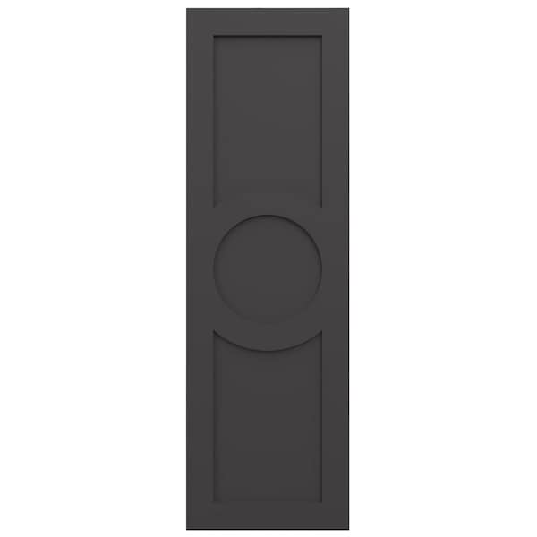 Ekena Millwork True Fit PVC Center Circle Arts & Crafts Fixed Mount Shutters, Shadow Mountain, 15W x 73H, PR - TFP001AC15X073SM