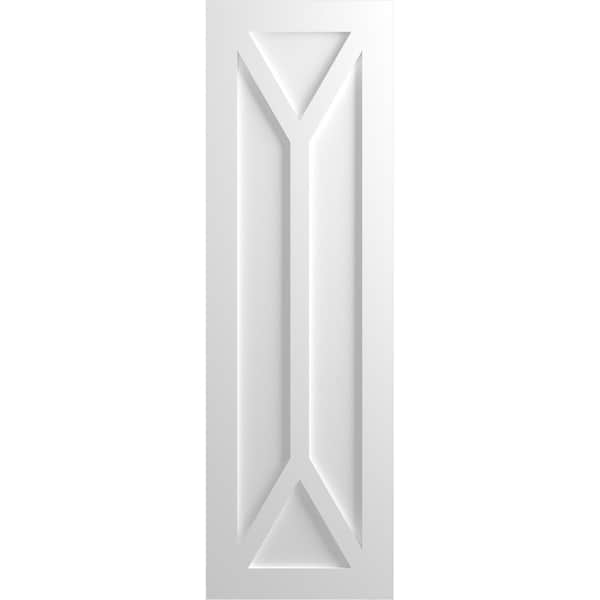 Ekena Millwork True Fit PVC San Carlos Mission Style Fixed Mount Shutters, Unfinished, 15W x 56H, PR - TFP001SC15X056UN