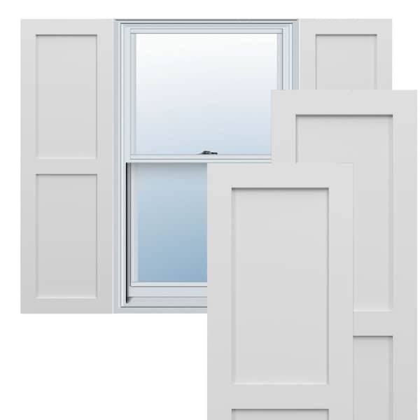 Ekena Millwork True Fit PVC Two Equal Flat Panel Shutters, White, 18W x 77H, PR - TFP101FPF18X077WH