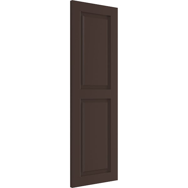 Ekena Millwork True Fit PVC Two Equal Raised Panel Shutters, Raisin Brown, 18W x 63H, PR - TFP101RPF18X063TB