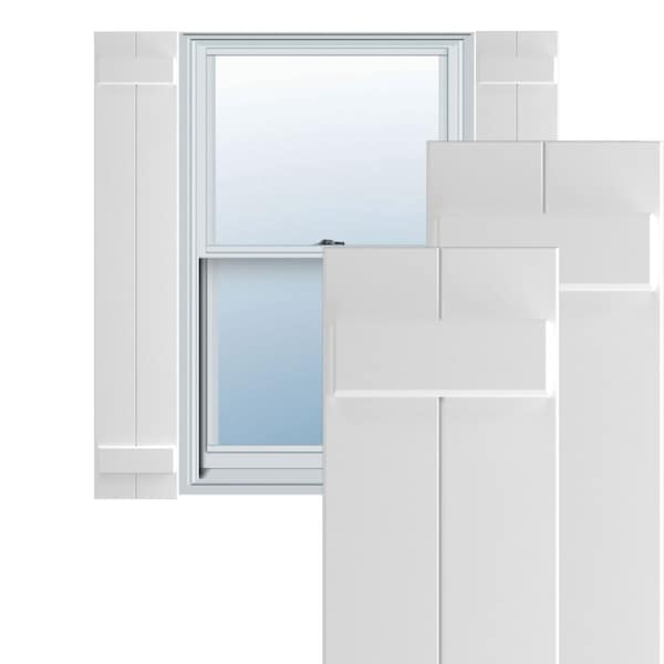 Ekena Millwork True Fit PVC Two Board Joined Board-n-Batten Shutters, White, 10 3/4W x 73H, PR - TFP101BBF11X073WH