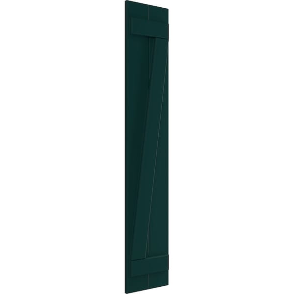 Ekena Millwork True Fit PVC Two Board Joined Board-n-Batten Shutters w/Z-Bar, Thermal Green , 10 3/4W x 42H, PR - TFP102BBF11X042FG