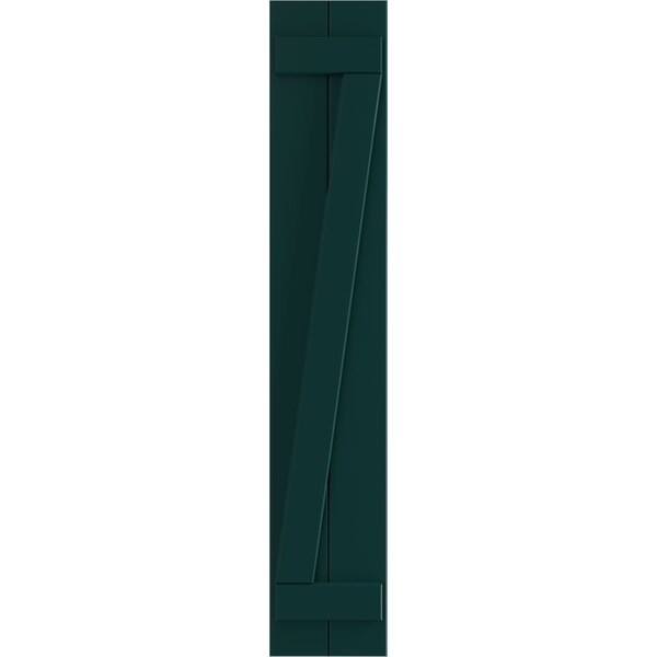Ekena Millwork True Fit PVC Two Board Joined Board-n-Batten Shutters w/Z-Bar, Thermal Green , 10 3/4W x 42H, PR - TFP102BBF11X042FG
