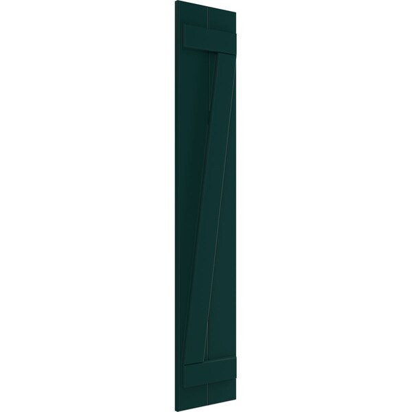 Ekena Millwork True Fit PVC Two Board Joined Board-n-Batten Shutters w/Z-Bar, Thermal Green , 10 3/4W x 42H, PR - TFP102BBF11X042FG