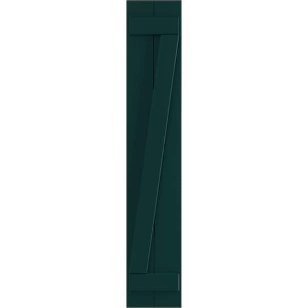 Ekena Millwork True Fit PVC Two Board Joined Board-n-Batten Shutters w/Z-Bar, Thermal Green , 10 3/4W x 42H, PR - TFP102BBF11X042FG