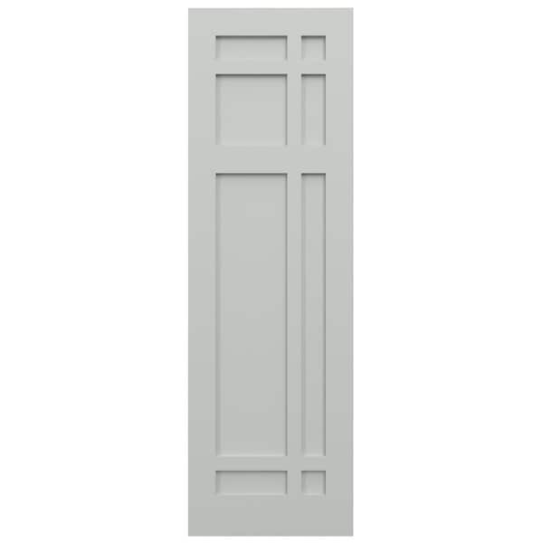 Ekena Millwork True Fit PVC San Juan Capistrano Mission Style Fixed Mount Shutters, Hailstorm Gray, 18W x 77H, PR - TFP001SJ18X077ST