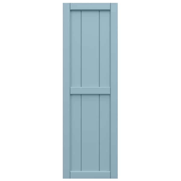 Ekena Millwork True Fit PVC, Two Board Framed Board-n-Batten Shutters, Peaceful Blue, 10 3/4W x 47H, PR - TFP101BF11X047SB