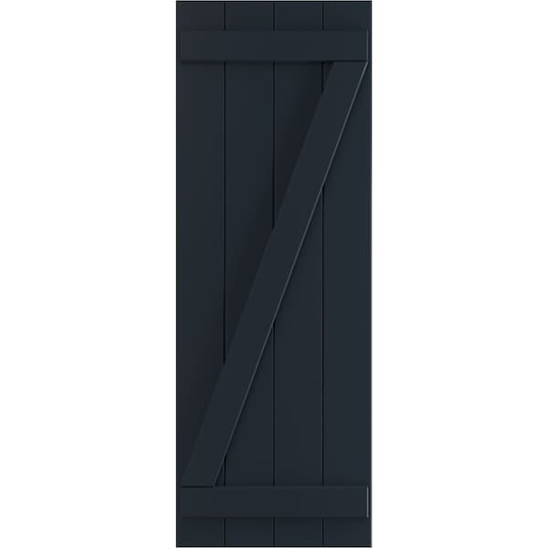 Ekena Millwork True Fit PVC Four Board Joined Board-n-Batten Shutters w/Z-Bar, Starless Night Blue, 21 1/2Wx35H, PR - TFP102BBF21X035OB