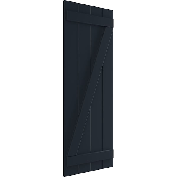 Ekena Millwork True Fit PVC Four Board Joined Board-n-Batten Shutters w/Z-Bar, Starless Night Blue, 21 1/2Wx35H, PR - TFP102BBF21X035OB