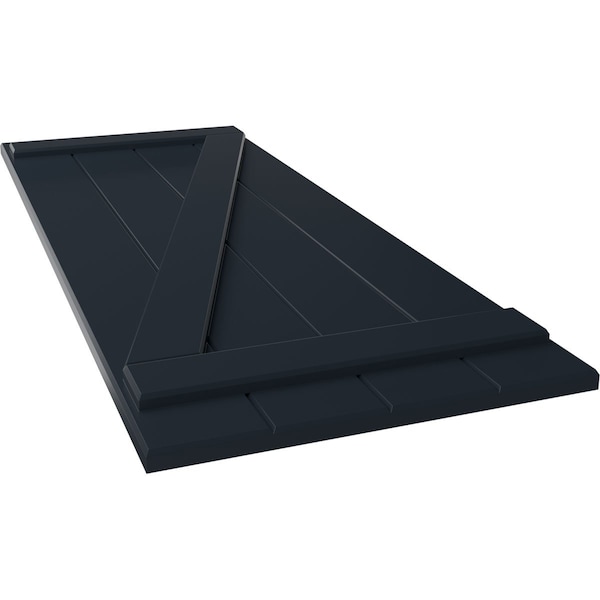 Ekena Millwork True Fit PVC Four Board Joined Board-n-Batten Shutters w/Z-Bar, Starless Night Blue, 21 1/2Wx35H, PR - TFP102BBF21X035OB