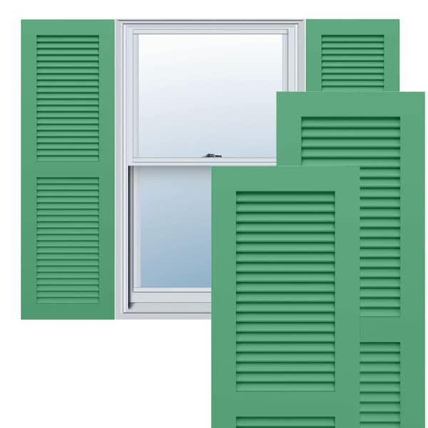 Ekena Millwork True Fit PVC, Two Equal Louver Shutters, Lilly Pads, 12W x 36H, PR - TFP101LVF12X036LP