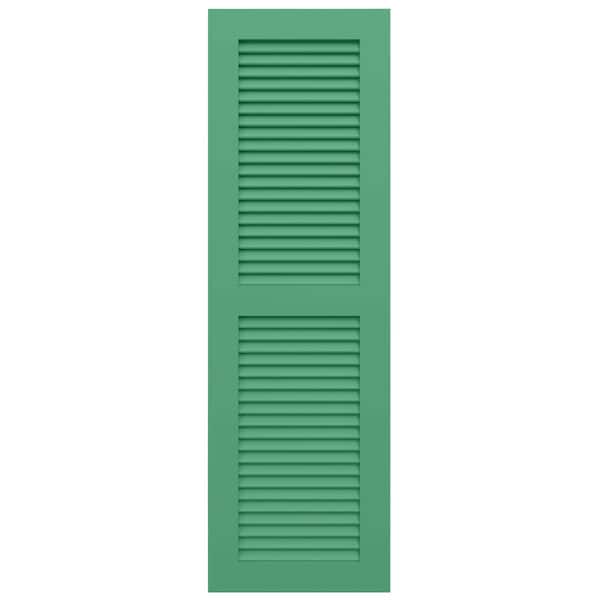 Ekena Millwork True Fit PVC, Two Equal Louver Shutters, Lilly Pads, 12W x 36H, PR - TFP101LVF12X036LP