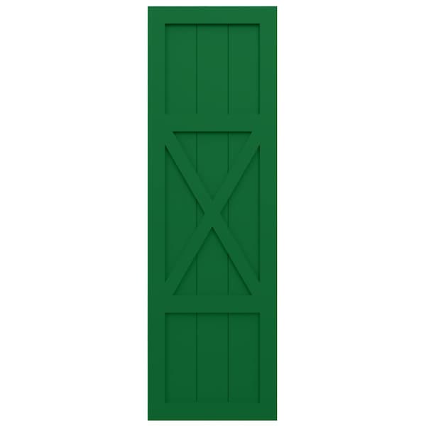 Ekena Millwork True Fit PVC Center X-Board Farmhouse Fixed Mount Shutters, Viridian Green , 12W x 37H, PR - TFP107FH12X037HG