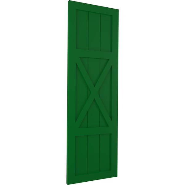 Ekena Millwork True Fit PVC Center X-Board Farmhouse Fixed Mount Shutters, Viridian Green , 12W x 37H, PR - TFP107FH12X037HG