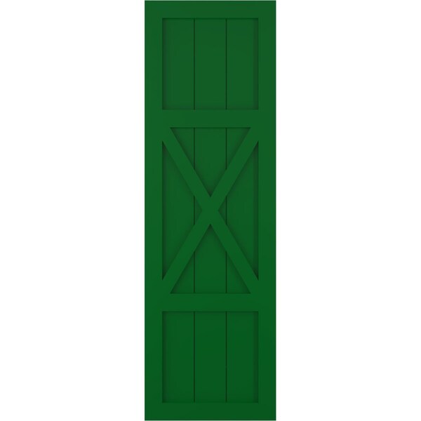 Ekena Millwork True Fit PVC Center X-Board Farmhouse Fixed Mount Shutters, Viridian Green , 12W x 37H, PR - TFP107FH12X037HG