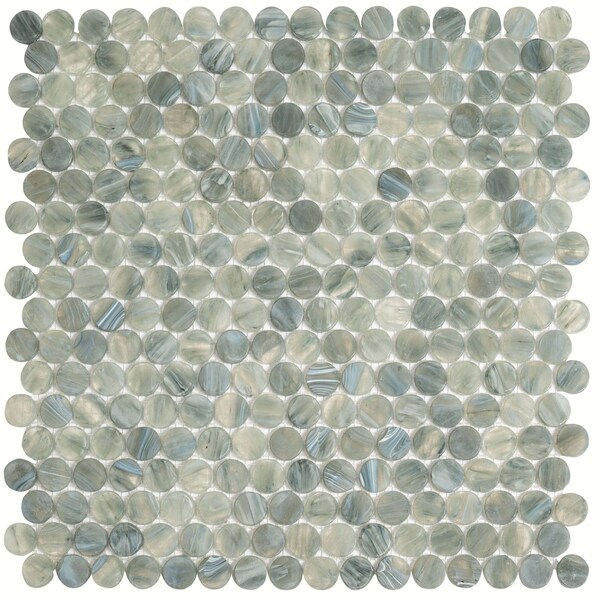 Apollo Tile Blue Ocean 10.34 sq.ft 12.2 in. x12.2 in. Penny Round Glass Mosaic Tile, 10PK - APLAPN9901EC03