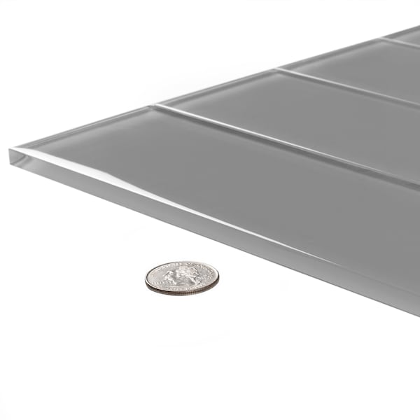 Apollo Tile Sample of 3X12 Soft Grey Glossy Subway Glass Tile 5 Sq.Ft. - APLA99092312EC103 SAMPLE