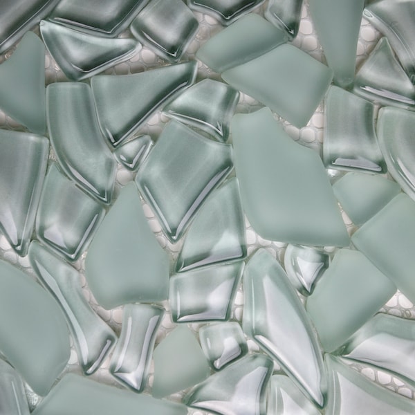 Apollo Tile Sample of Aquamarine Pebble 11.8"x11.8" Glass Mosaic Tile - APLGEM995EC20 SAMPLE