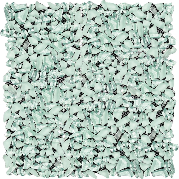 Apollo Tile Sample of Aquamarine Pebble 11.8"x11.8" Glass Mosaic Tile - APLGEM995EC20 SAMPLE