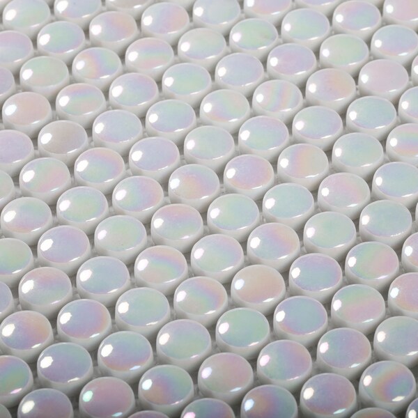 Apollo Tile Sample of White Pearl Bead 12.5"x12.8" Glass Mosaic Tile - APLVRE9910EC59 SAMPLE