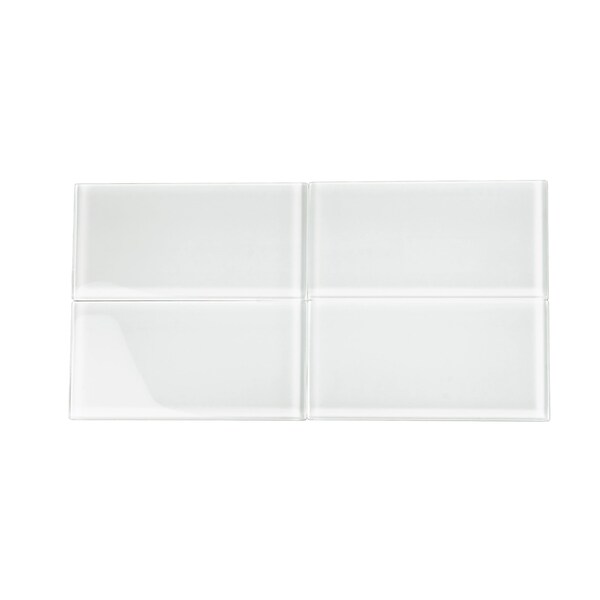 Apollo Tile 3X6 Soft White Glossy Subway Glass Tile 5 Sq.Ft., 40PK - APLA9906636EC98