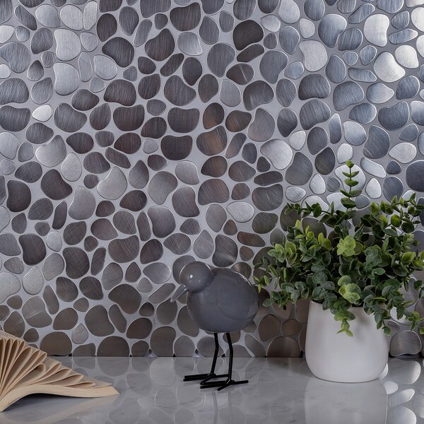 Apollo Tile Sample of Ciottolo Metal Pebble 12.2"x12.2" Mosaic Tile - APLMM9926EC33 SAMPLE