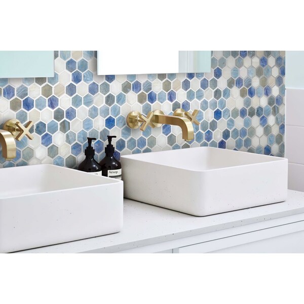 Apollo Tile Sky Blue 8.63 sq.ft 10.8 in. x11.5 in. Hexagon Glass Mosaic Tile, 10PK - APLAHX9905EC02