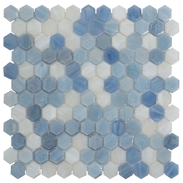 Apollo Tile Sky Blue 8.63 sq.ft 10.8 in. x11.5 in. Hexagon Glass Mosaic Tile, 10PK - APLAHX9905EC02