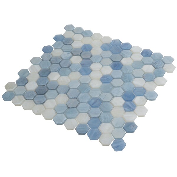 Apollo Tile Sky Blue 8.63 sq.ft 10.8 in. x11.5 in. Hexagon Glass Mosaic Tile, 10PK - APLAHX9905EC02