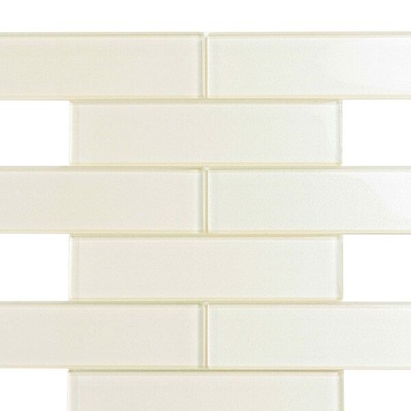 Apollo Tile White Sparkle 2X8 Subway 4.83 sq.ft 11.8 in. x11.8 in. Glass Mosaic Tile, 5PK - APLC9905EC18