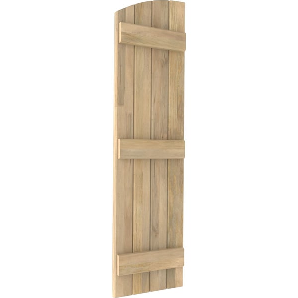 Ekena Millwork Americraft 4-Board (3 Batten) Wood Joined Board-n-Batten Shutters w/Ellipt Top, ARW401BE414X76UNH, PR - ARW401BE414X76UNH