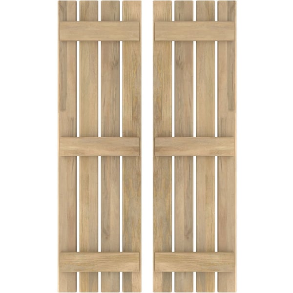 Ekena Millwork Americraft 4-Board (3 Batten) Exterior Real Wood Spaced Board-n-Batten Shutters, ARW401SB415X33UNH, PR - ARW401SB415X33UNH