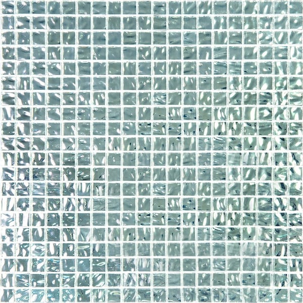 Apollo Tile Altin 12 in. x 12 in. Glossy Cloud Silver Glass Mosaic Wall and Floor Tile 18.69 sqft/case, 20PK - APLFG028815SA