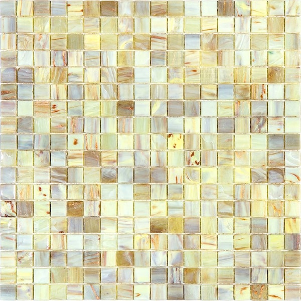 Apollo Tile Skosh 11.6in x 11.6in Glossy Parchment Beige Glass Mosaic Wall and Floor Tile 18.69 sqft/case, 20PK - APLNB88BG324A