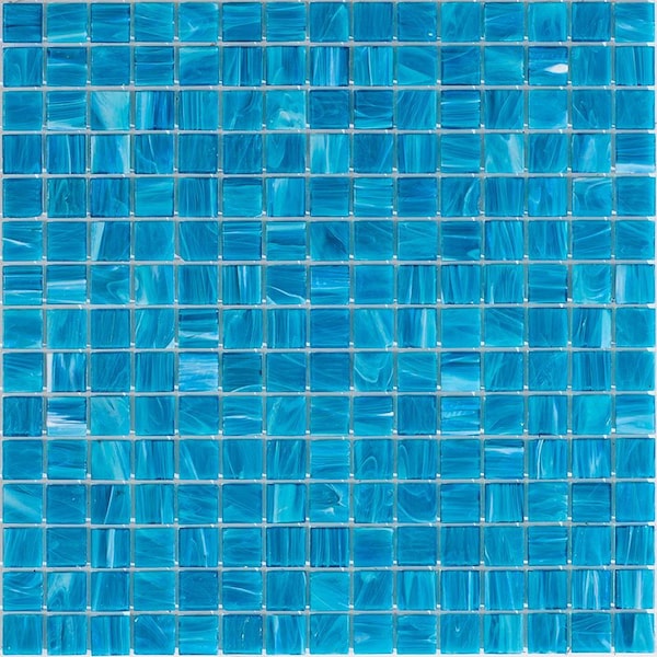 Apollo Tile Celestial 12 in. x 12 in. Glossy Pacific Blue Glass Mosaic Wall and Floor Tile 20 sqft/case, 20PK - APLST88BL523A