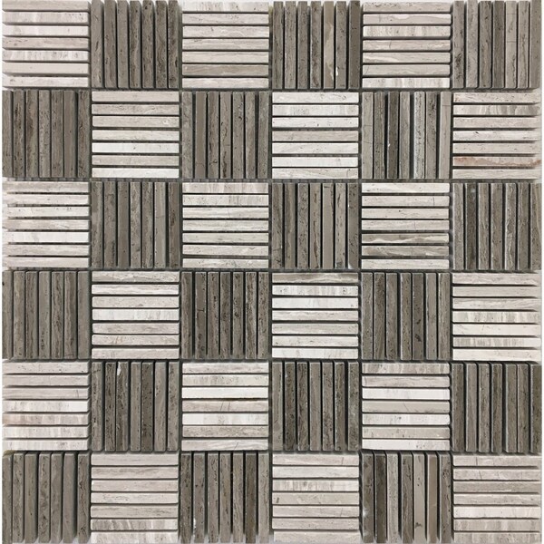 Apollo Tile Beige 12 in x 12 in Wooden Grey Light, Dark Polished Floor and Wall Mosaic Tile 5 sqft/case, 5PK - APLSV88P55A